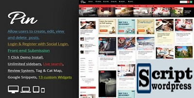 Pin = Pinterest Style / Personal Masonry Blog / Front-end Submission