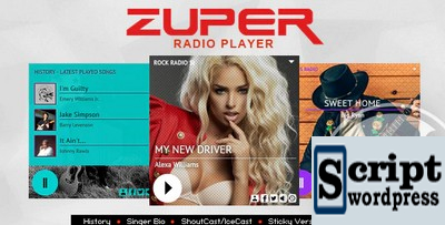 Zuper - Shoutcast e Icecast Radio Player com história - WordPress Plugin