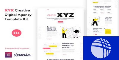 XYZ - Creative Digital Agency Business WordPress Elementor Template Kit